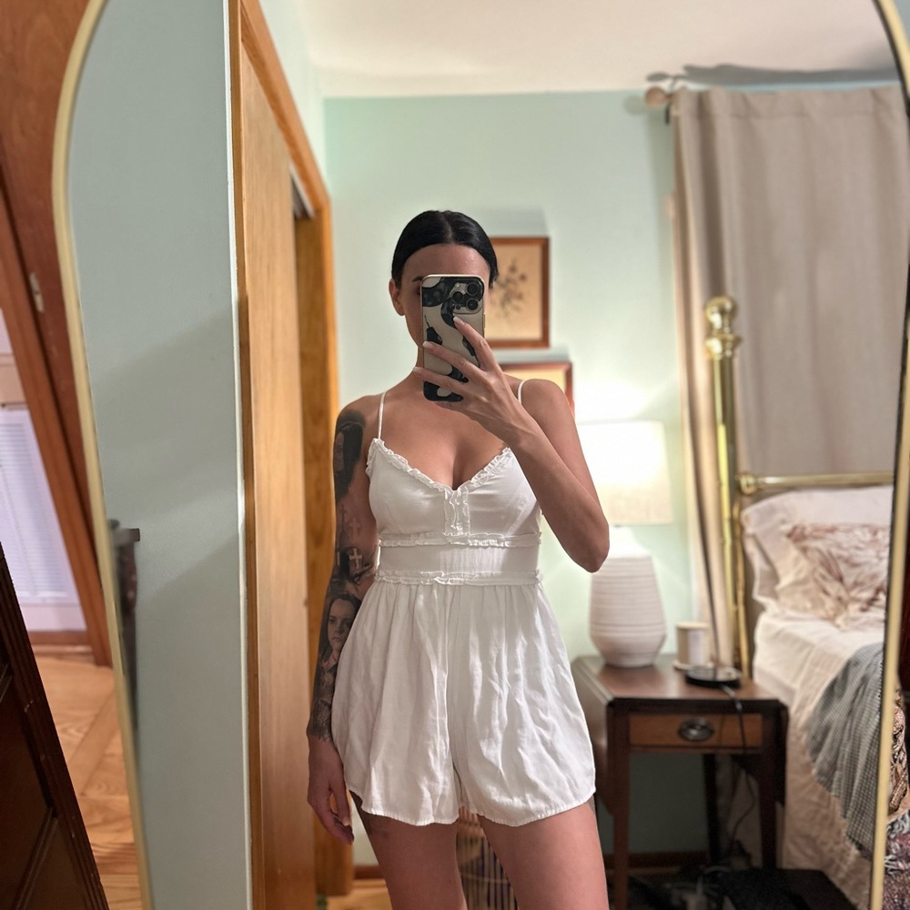 Elegant White Women's Sleep Romper